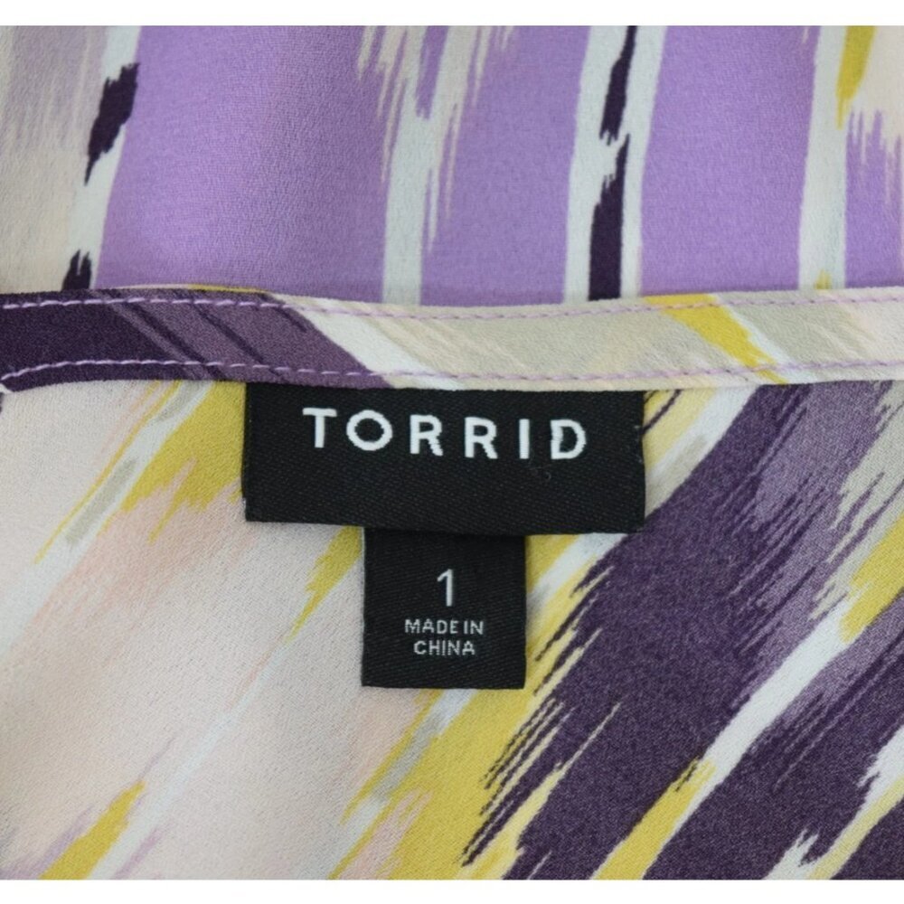TORRID PURPLE AND YELLOW FRONT TIE DRESSY TANK TOP - Picture 5 of 6